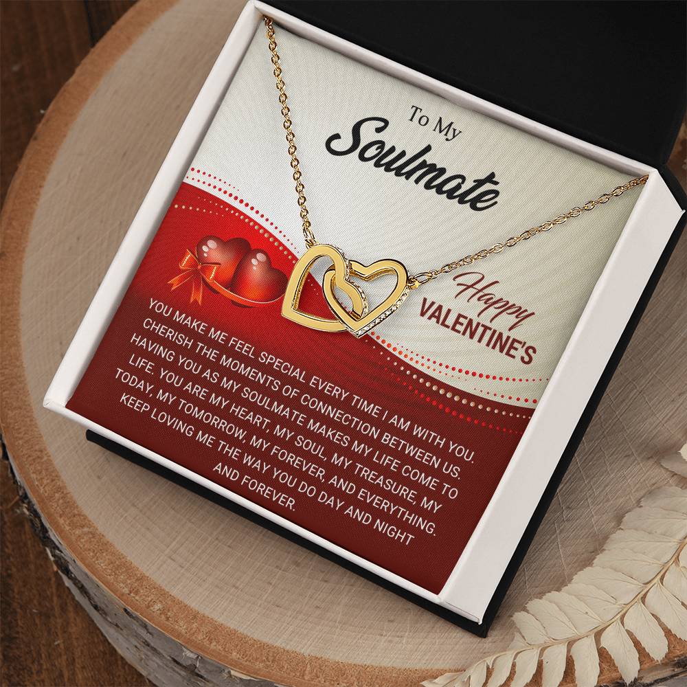 To My Soulmate - Valentines gift - Interlocking Hearts Necklace