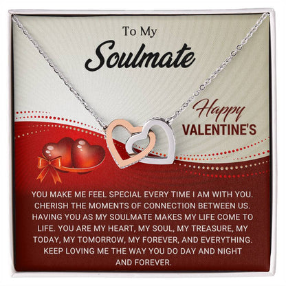 To My Soulmate - Valentines gift - Interlocking Hearts Necklace