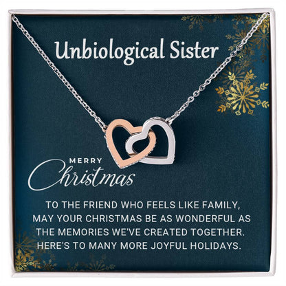 Unbiological Sister - Christmas Gift- Interlocking Hearts Necklace