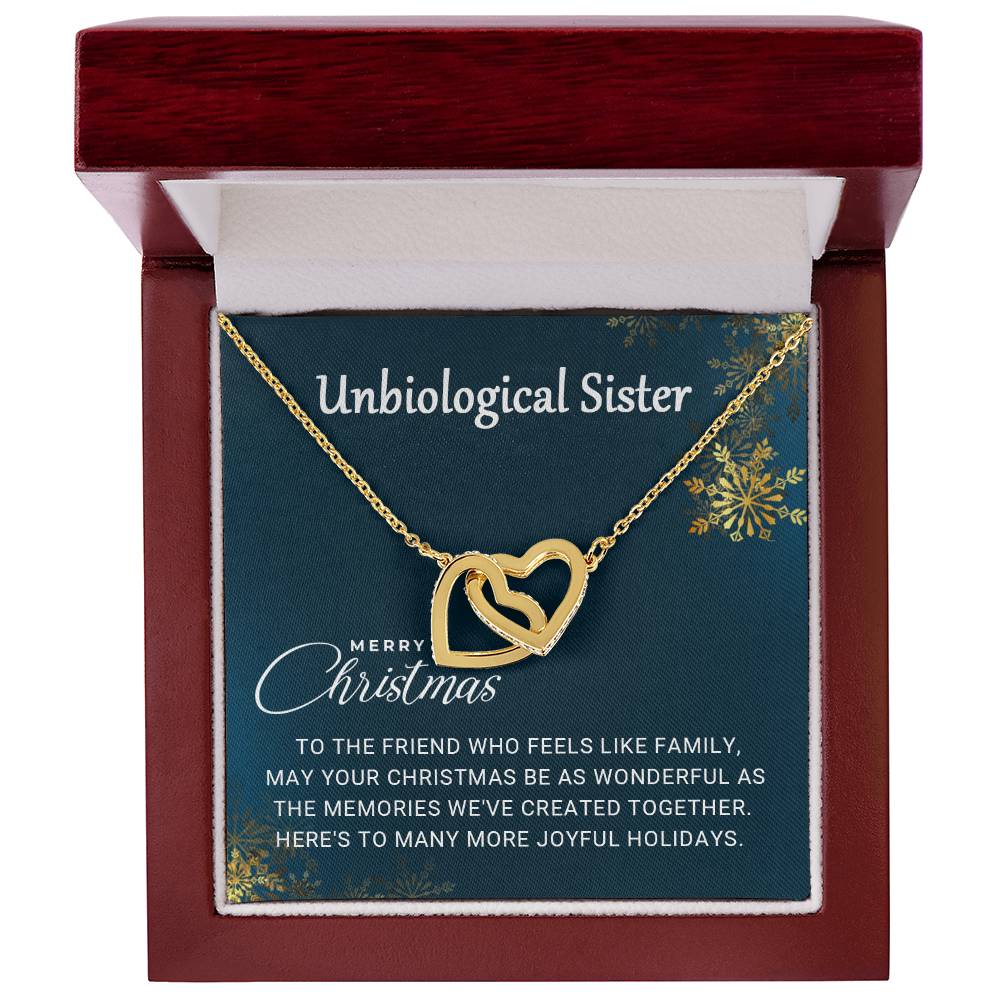 Unbiological Sister - Christmas Gift- Interlocking Hearts Necklace