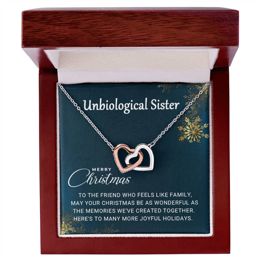 Unbiological Sister - Christmas Gift- Interlocking Hearts Necklace