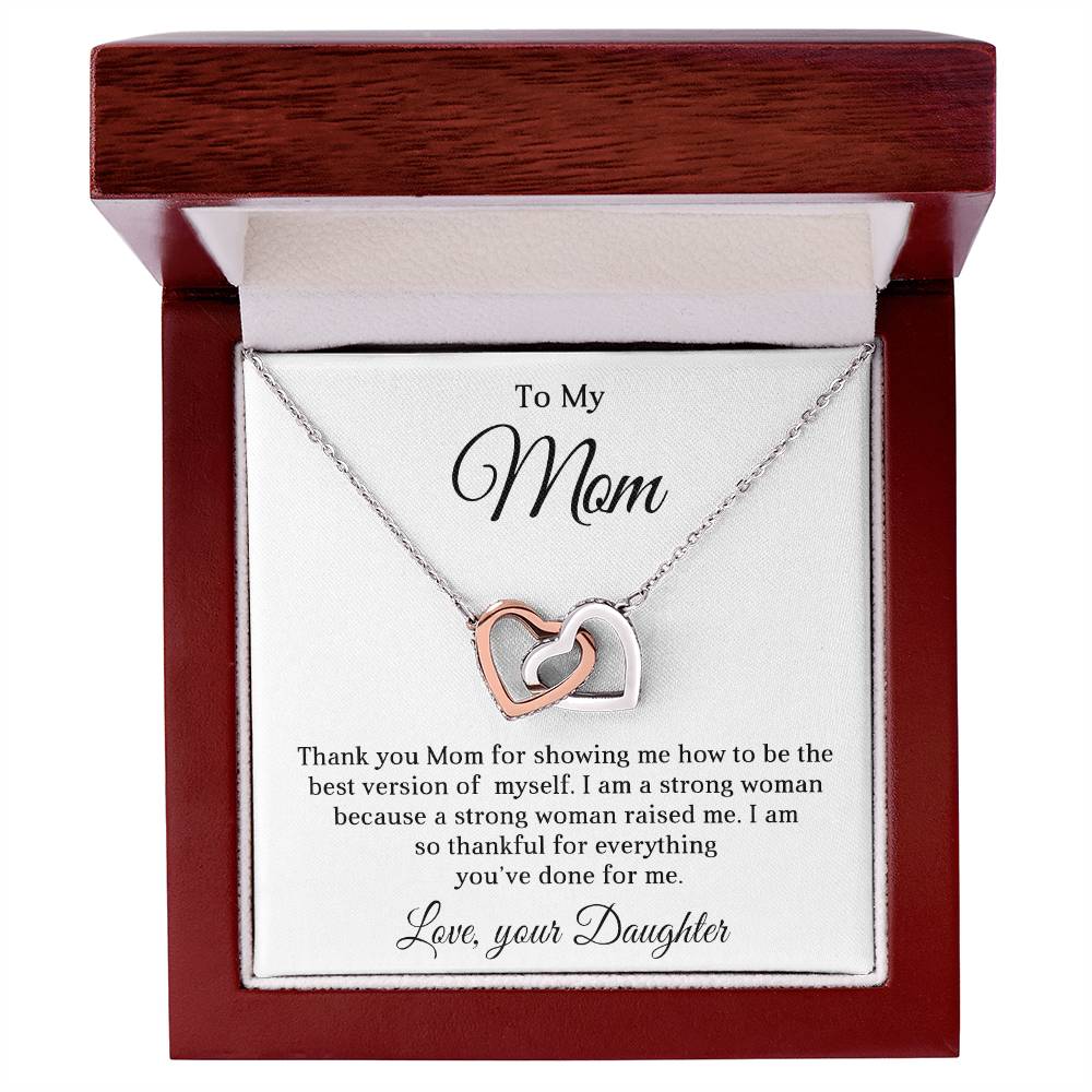 TO MY MOM - HAPPY MOTHER'S DAY - INTERLOCKING HEARTS NECKLACE