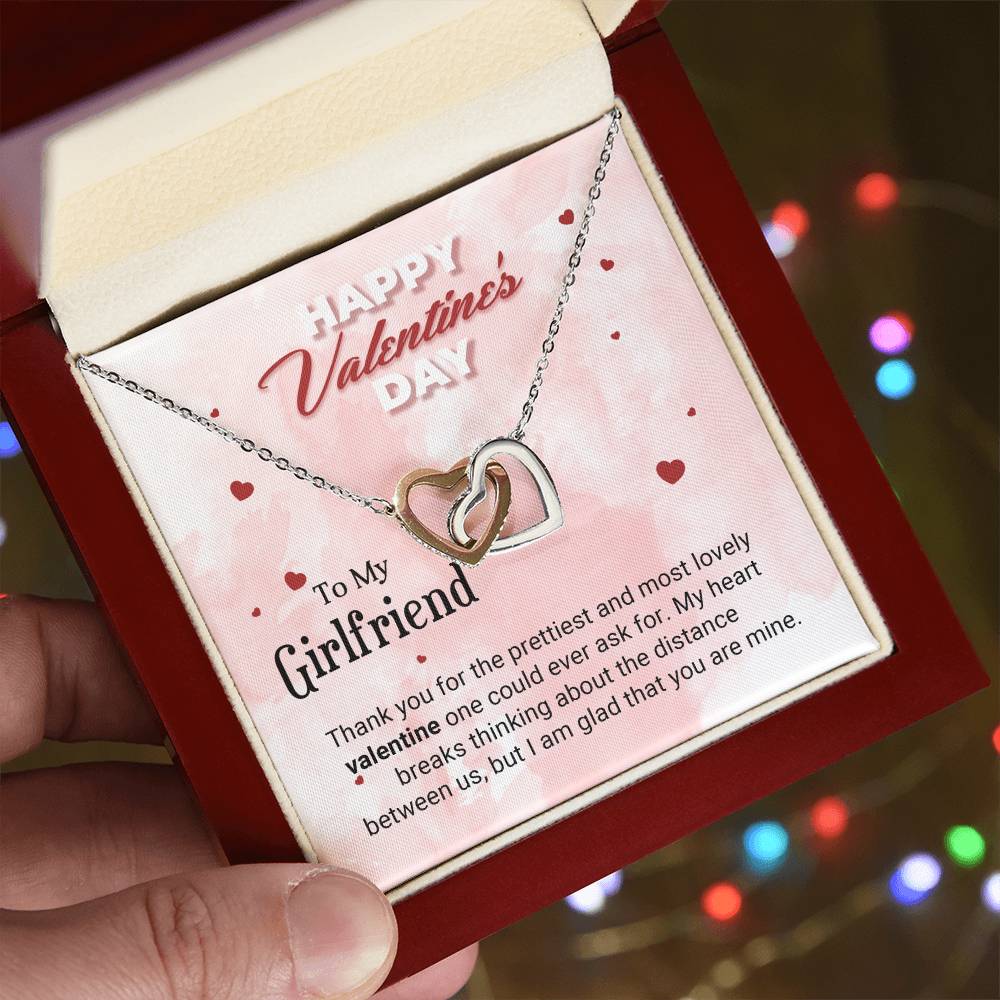 To My Girlfriend - Valentines gift - Interlocking Hearts Necklace