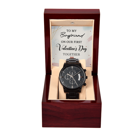 To My Boyfriend - Best Gift For Valentine's Day - Black Chronograph Watch