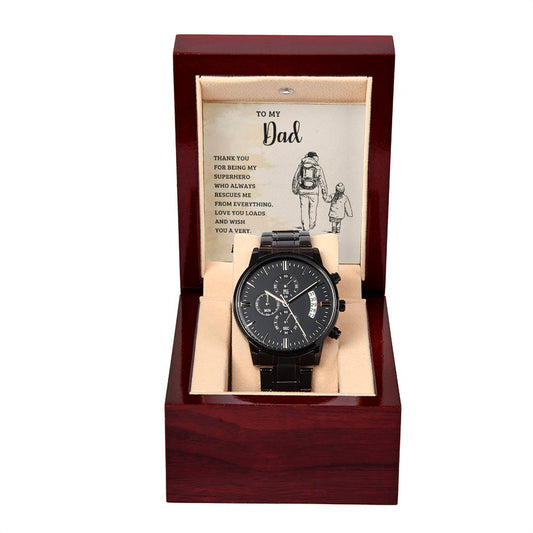 Father's Day Special Gift - Happy Father's Day - Black Chronograph Watch