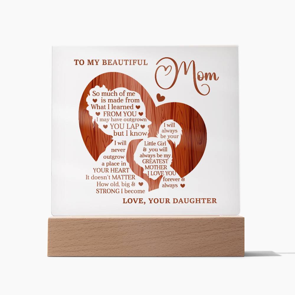 TO MY BEAUTIFUL MOM - HAPPY MOTHER'S DAY - ACRYLIC SQUARE PLAQUE