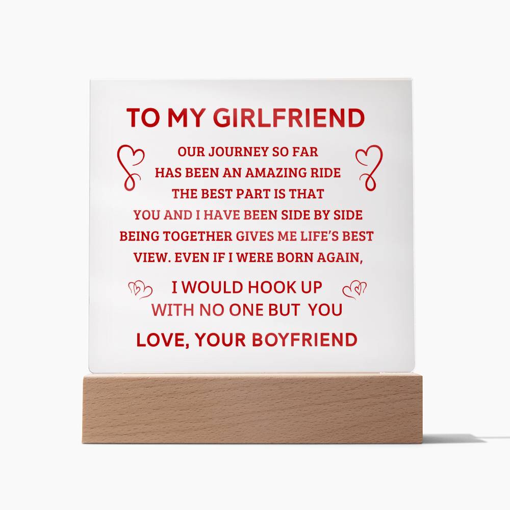 To My Girlfriend - Valentines gift -  Acrylic Square Plaque