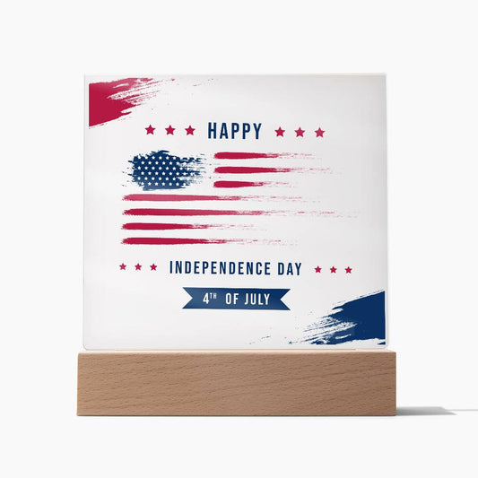 Happy Independence Day - Acrylic Square Plaque - USA Independence Day