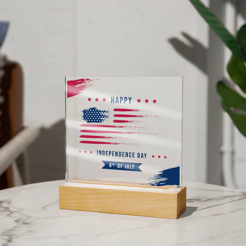 Happy Independence Day - Acrylic Square Plaque - USA Independence Day