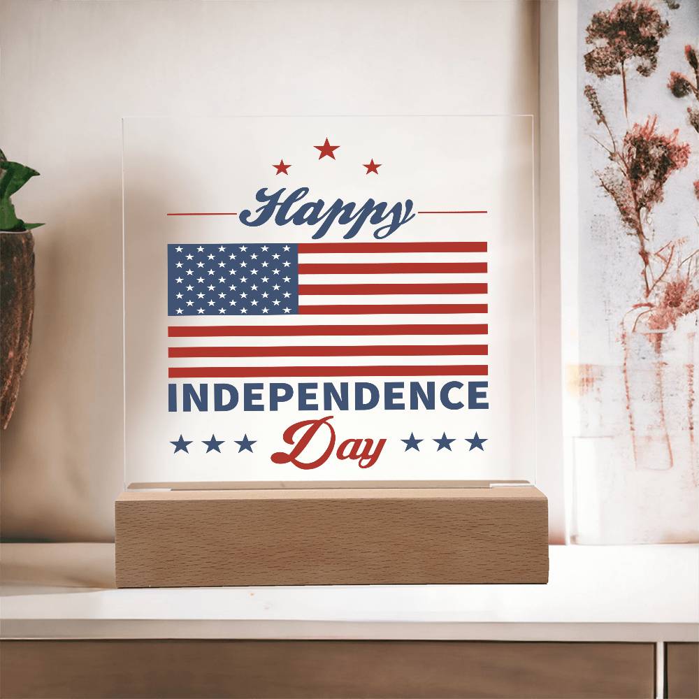 Happy Independence Day - Acrylic Square Plaque - USA Independence Day