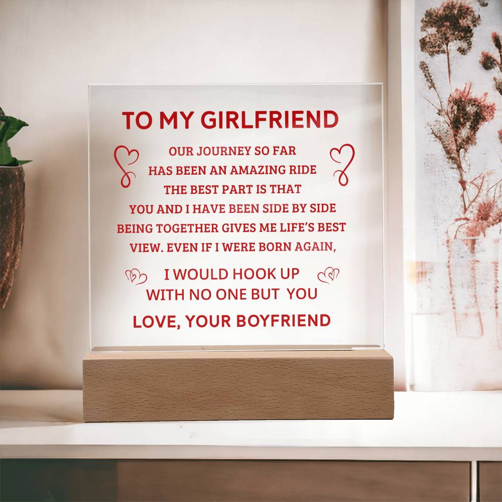 To My Girlfriend - Valentines gift -  Acrylic Square Plaque