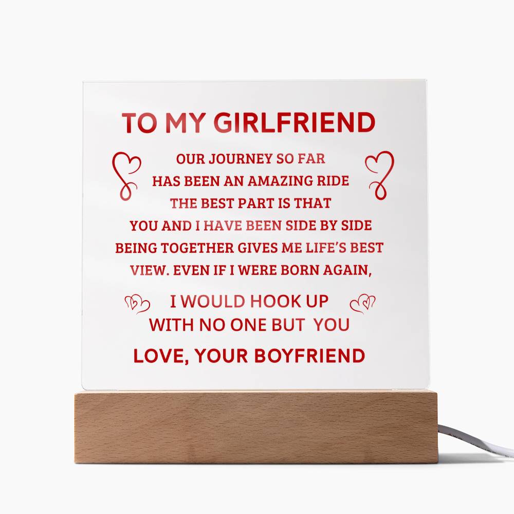 To My Girlfriend - Valentines gift -  Acrylic Square Plaque