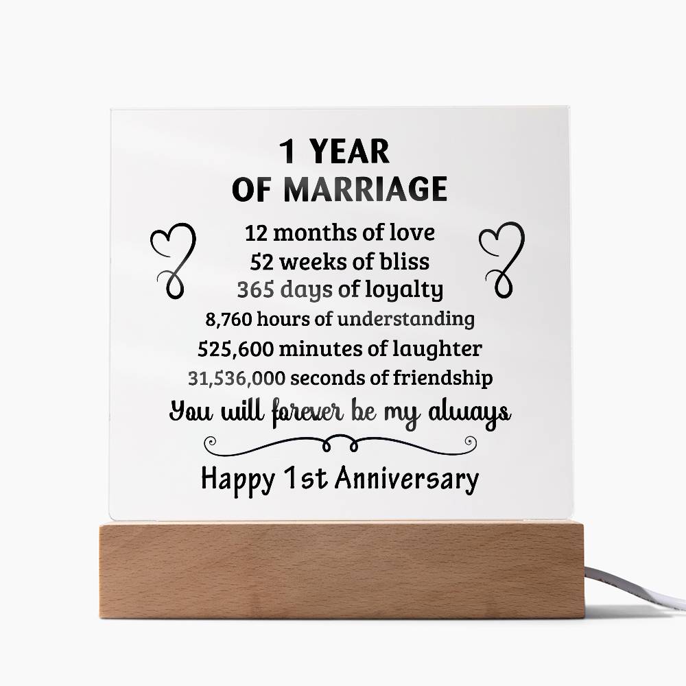 Best Anniversary Gift - Acrylic Square Plaque