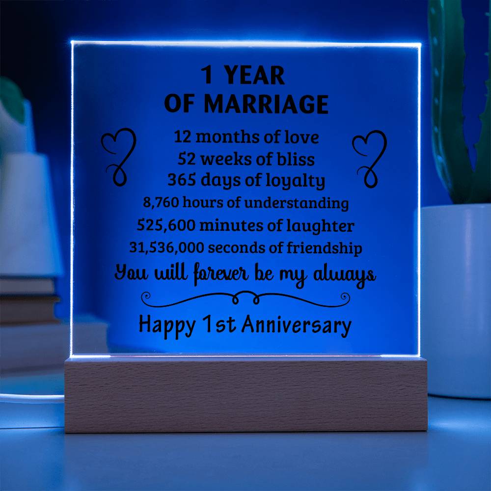 Best Anniversary Gift - Acrylic Square Plaque