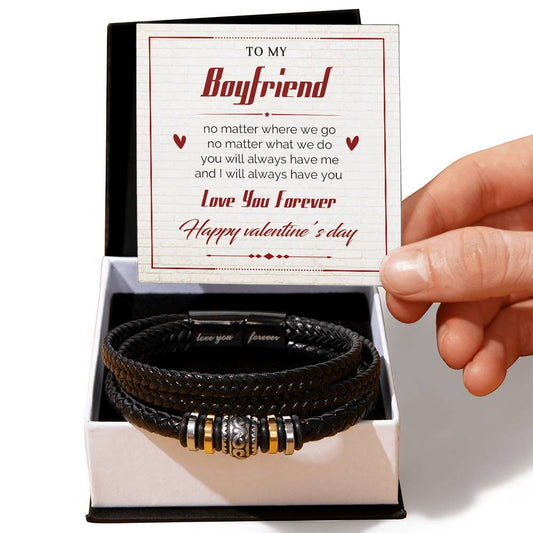 To My Boyfriend - Valentines gift - Love You Forever Bracelet