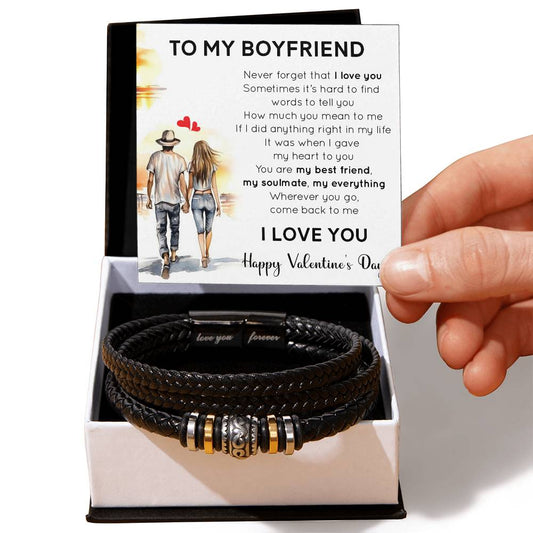 To My Boyfriend - Valentines gift - Love You Forever Bracelet