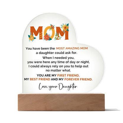 TO MY MOM - HAPPY MOTHER'S DAY - ACRYLIC HEART PLAQUE