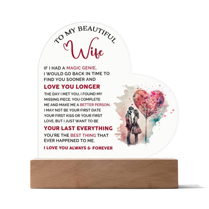 To My Wife - Valentines gift - Acrylic Heart Plaque