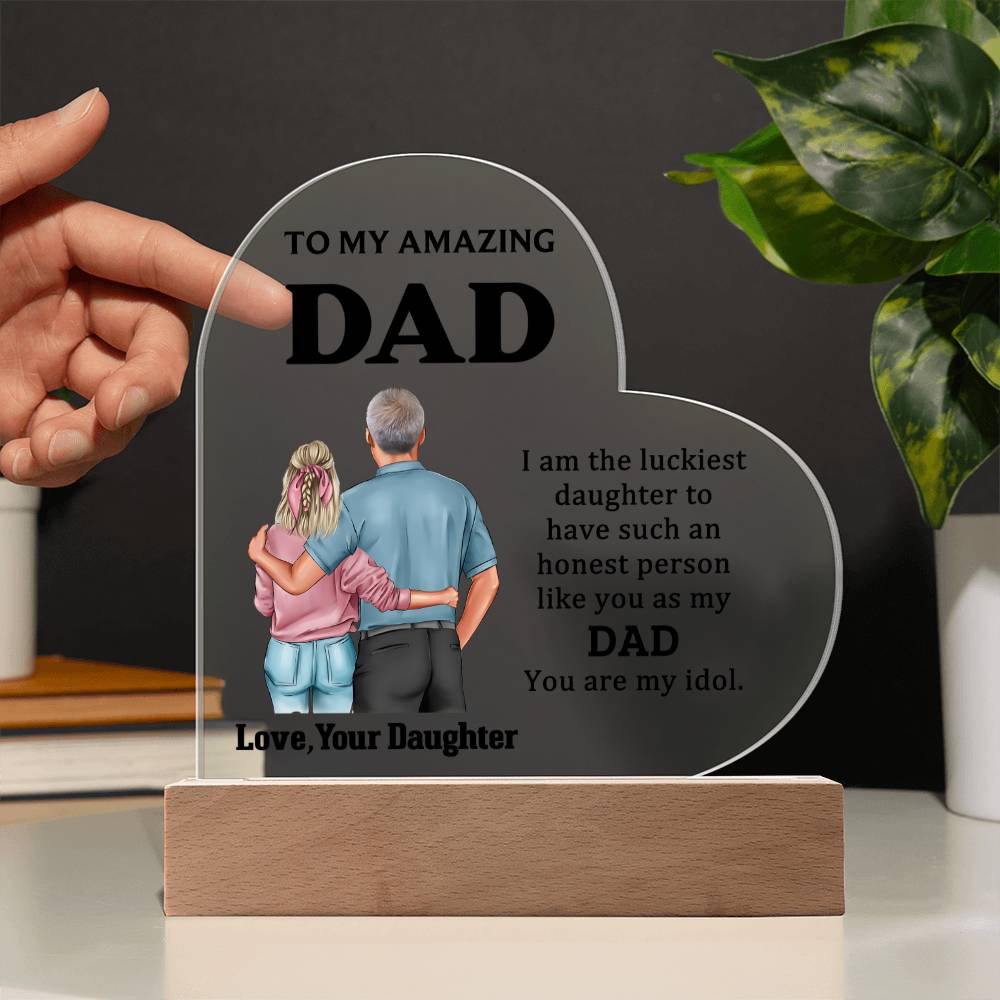 Father's Day Special Gift - Happy Father's Day - Acrylic Heart Plaque