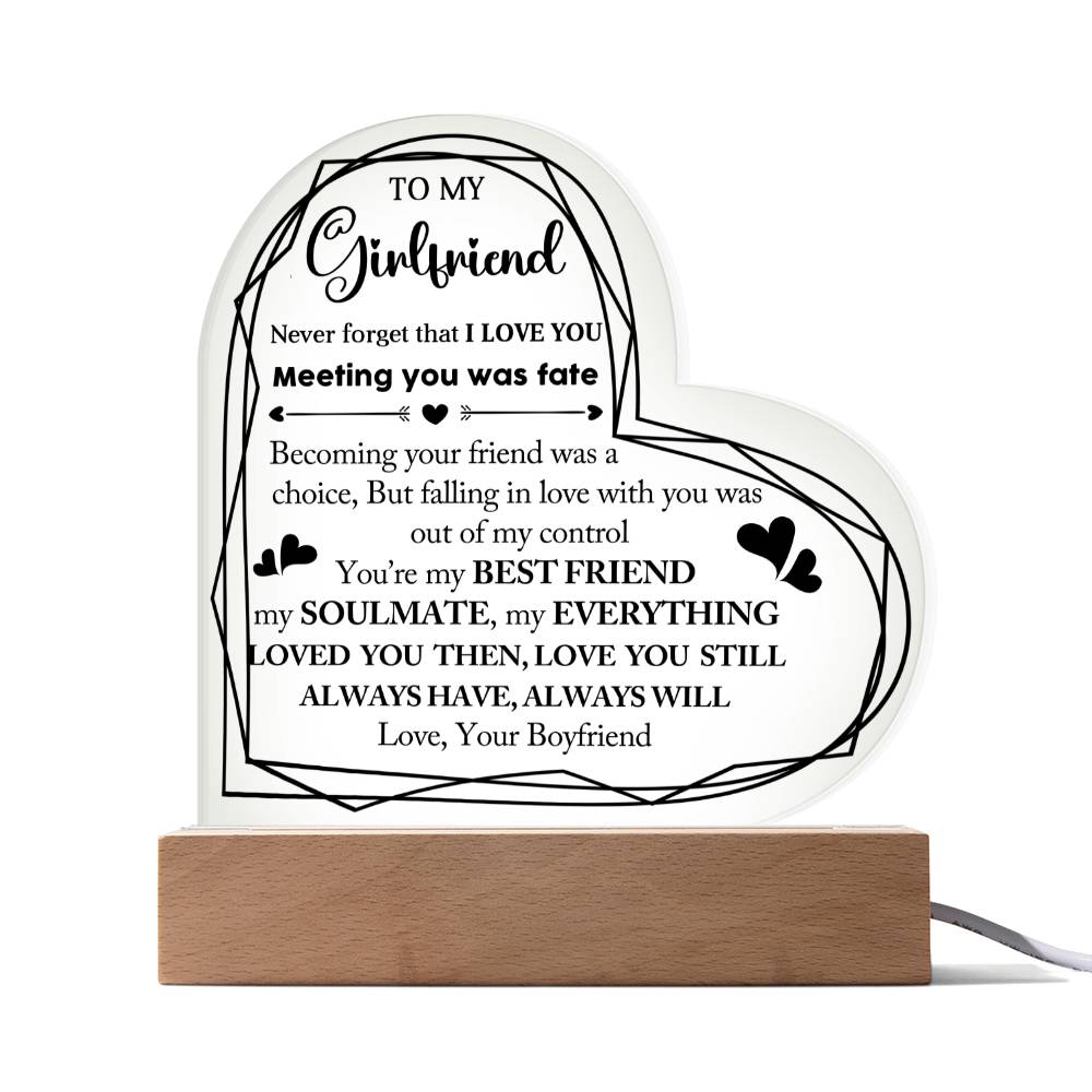 To My Girlfriend - Valentines gift -  Acrylic Heart Plaque