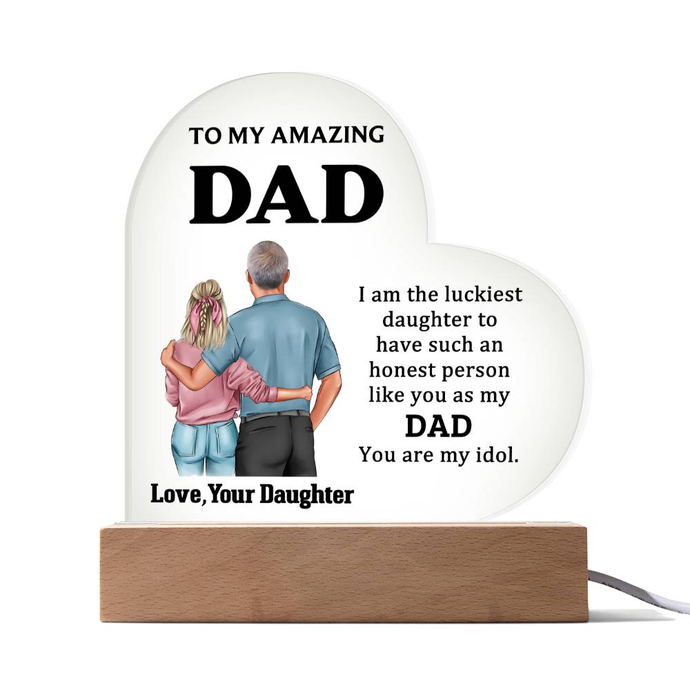 Father's Day Special Gift - Happy Father's Day - Acrylic Heart Plaque