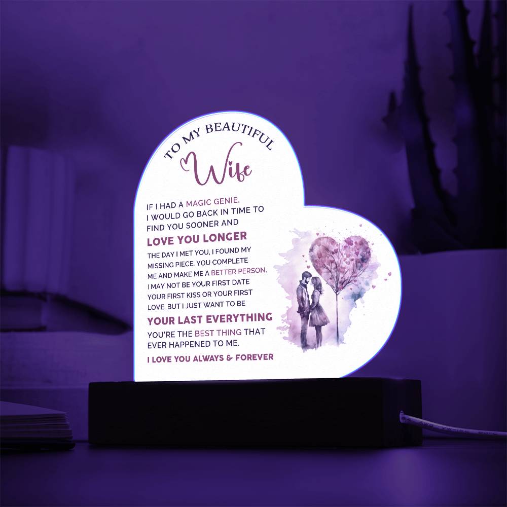 To My Wife - Valentines gift - Acrylic Heart Plaque