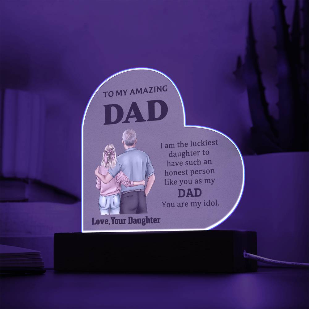 Father's Day Special Gift - Happy Father's Day - Acrylic Heart Plaque