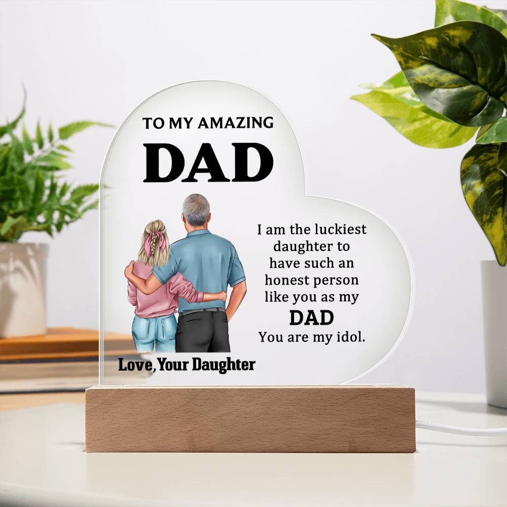 Father's Day Special Gift - Happy Father's Day - Acrylic Heart Plaque