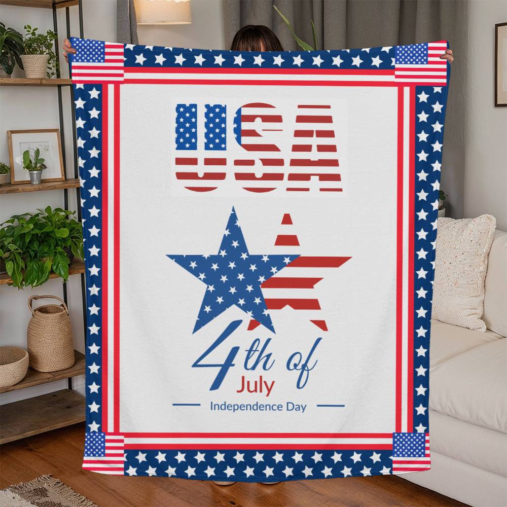 USA Independence Day - 4th of July - Blanket - Jersey Fleece Blanket