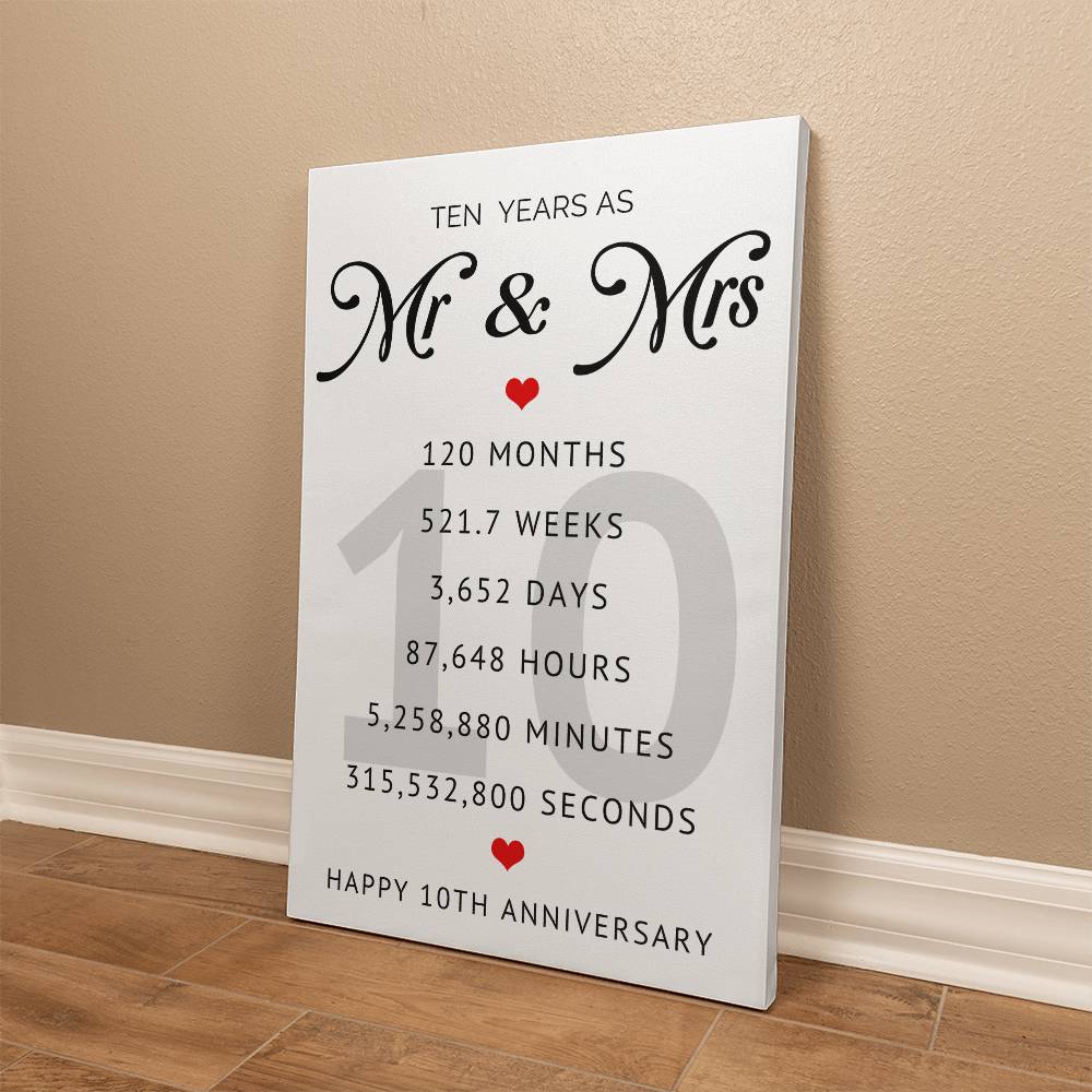 Mr & Mrs - Best Anniversary Gift - Gallery Wrapped Canvas