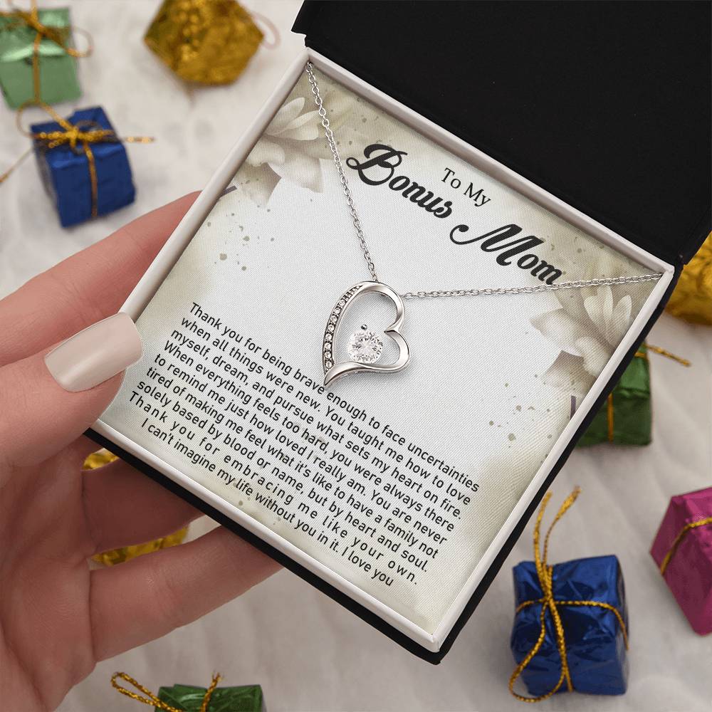 TO MY BONUS MOM - MOTHER'S DAY BEST GIFT FOR BONUS MOM - FOREVER LOVE NECKLACE