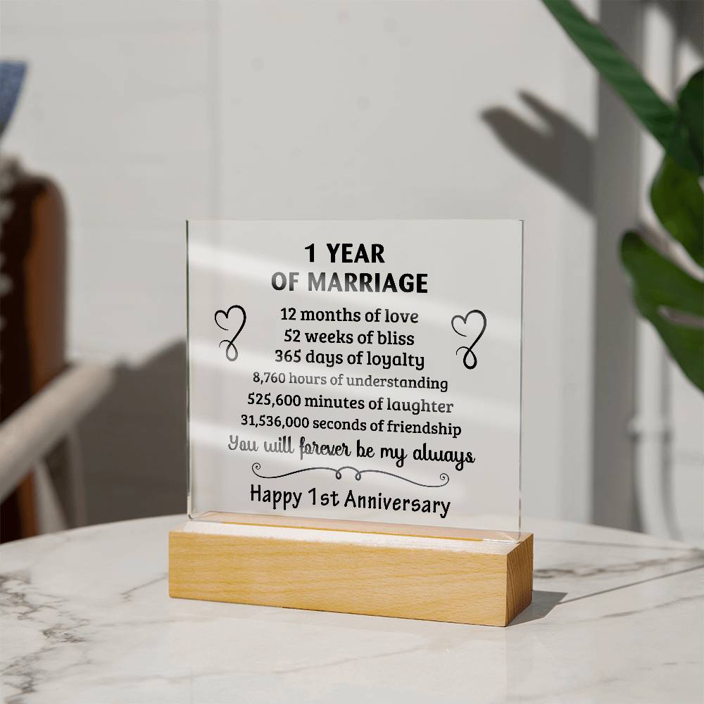 Best Anniversary Gift - Acrylic Square Plaque