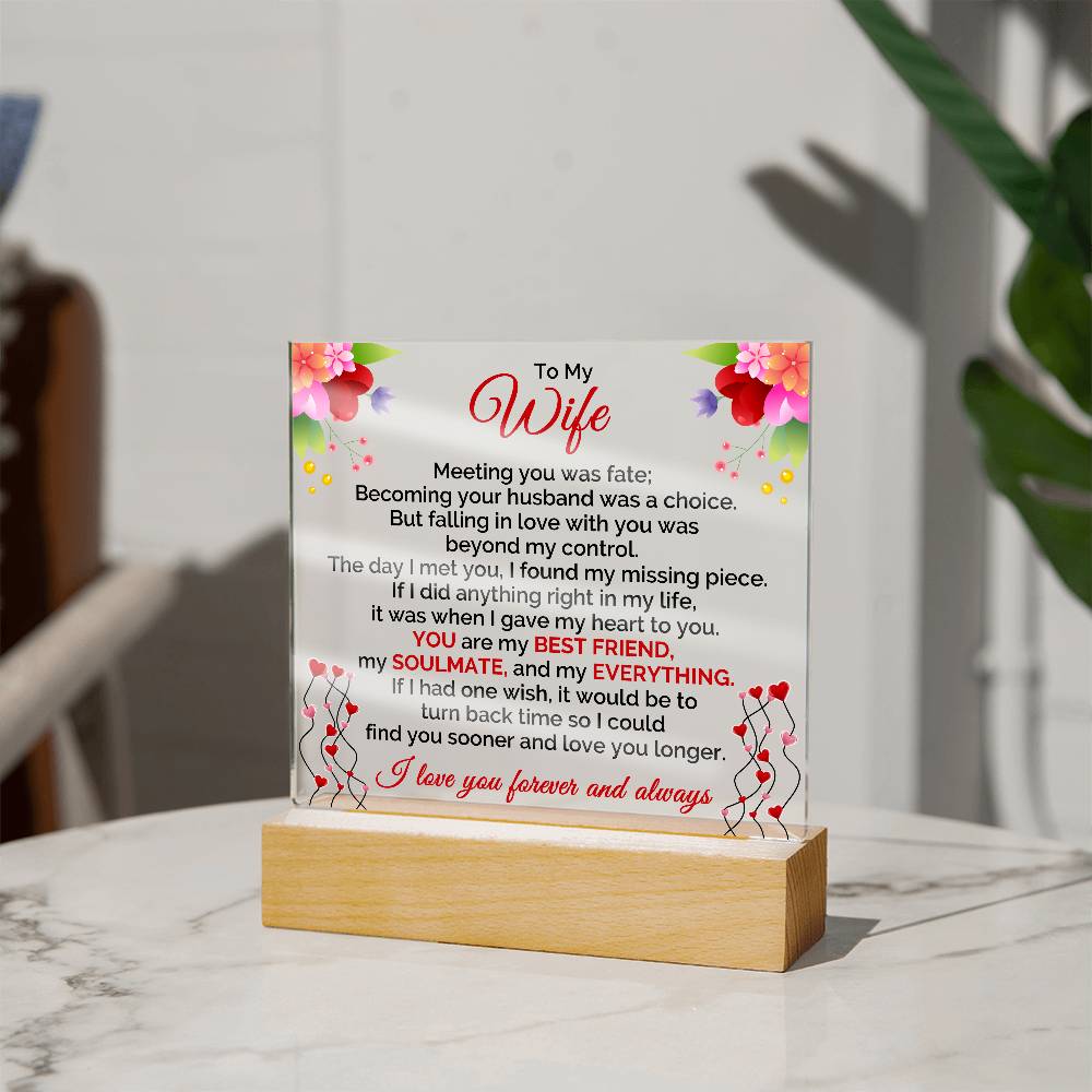 To My Wife, I Love You, Forever & Always - Valentine's Day Best Gift - Acrylic Square Plaque