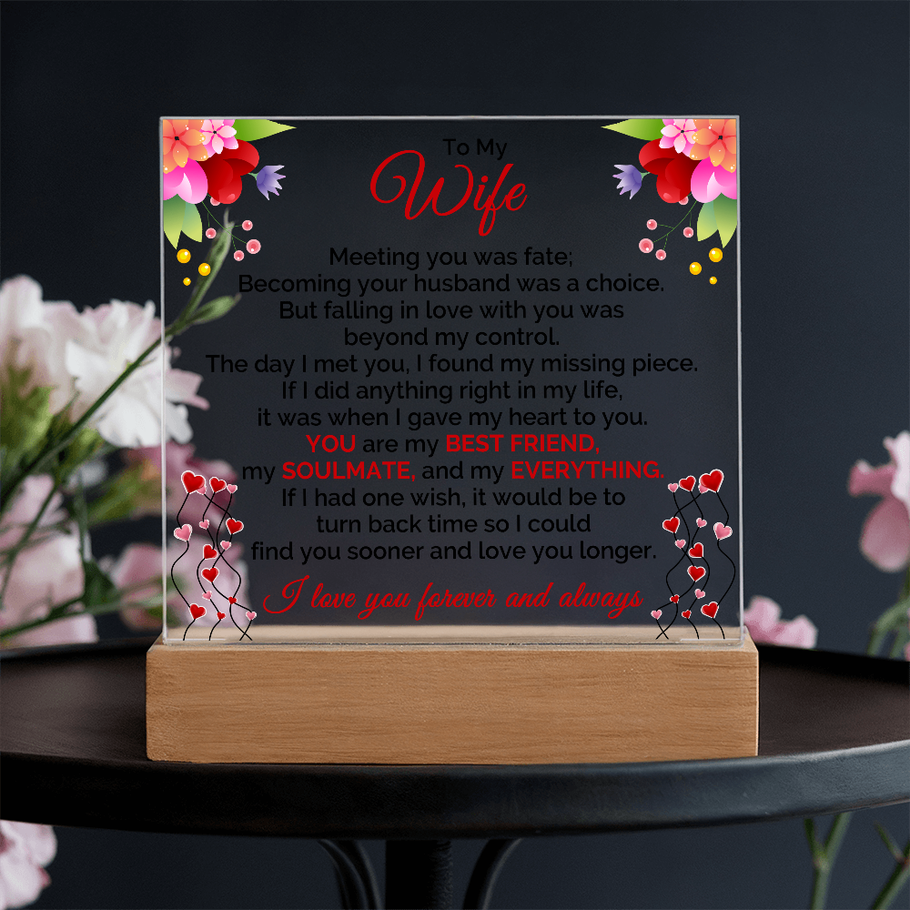 To My Wife, I Love You, Forever & Always - Valentine's Day Best Gift - Acrylic Square Plaque