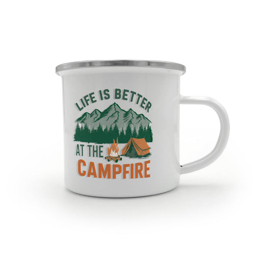 Life is better at the campfire- 12oz Enamel Camping Mug
