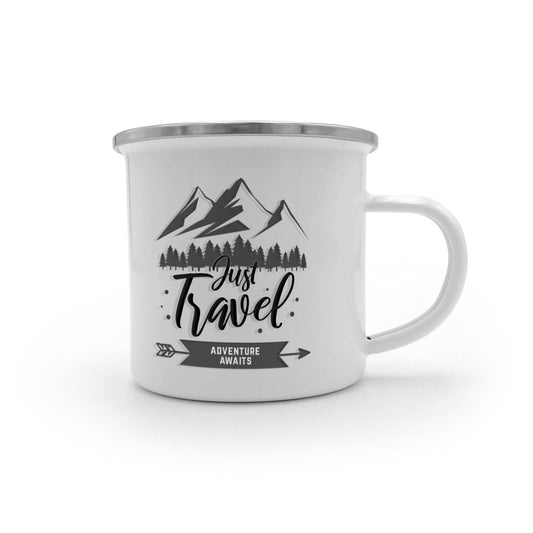 Just Travel Adventure Awaits - 12oz Enamel Camping Mug