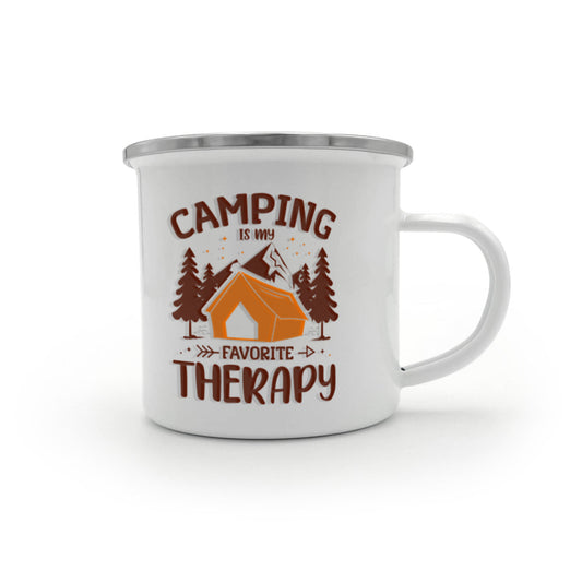 Camping is my favorite therapy - 12oz Enamel Camping Mug