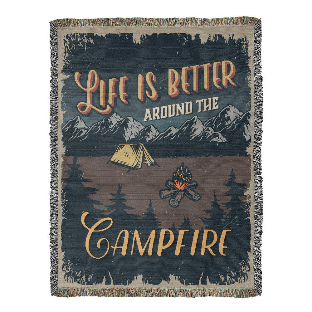 Life is better - Camping Blanket - Artwork Heirloom Woven Blanket (Portrait)
